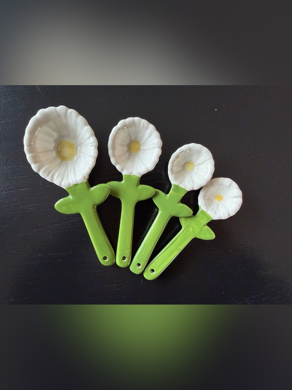 Daisy Measuring Spoon Set of 4 Green & White